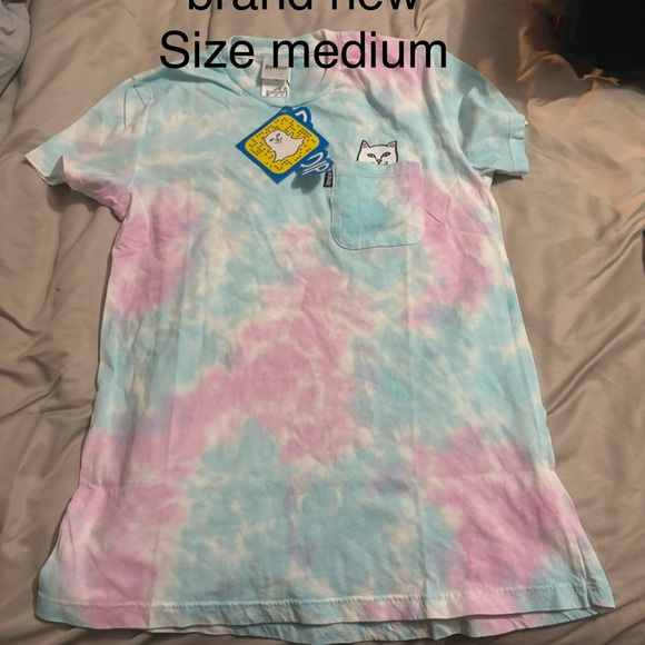 Ripndip Blue and Pink Tie-Dye Cat Pocket Tee - Picture 1 of 1